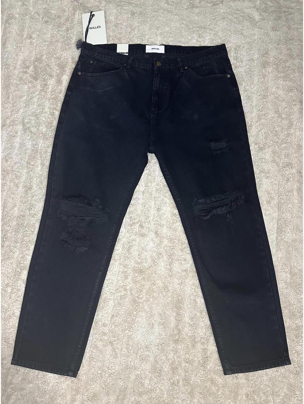 Rolla's Stubs Slim Short Leg stonewash black denim jeans Size 36x32